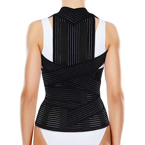 ORTONYX Full Back Support Brace with Removable Dorso-lumbar Pad - Upper and Lower Back Pain Relief, Thoracic Kyphosis, Rounded Shoulders, Posture Correction/S