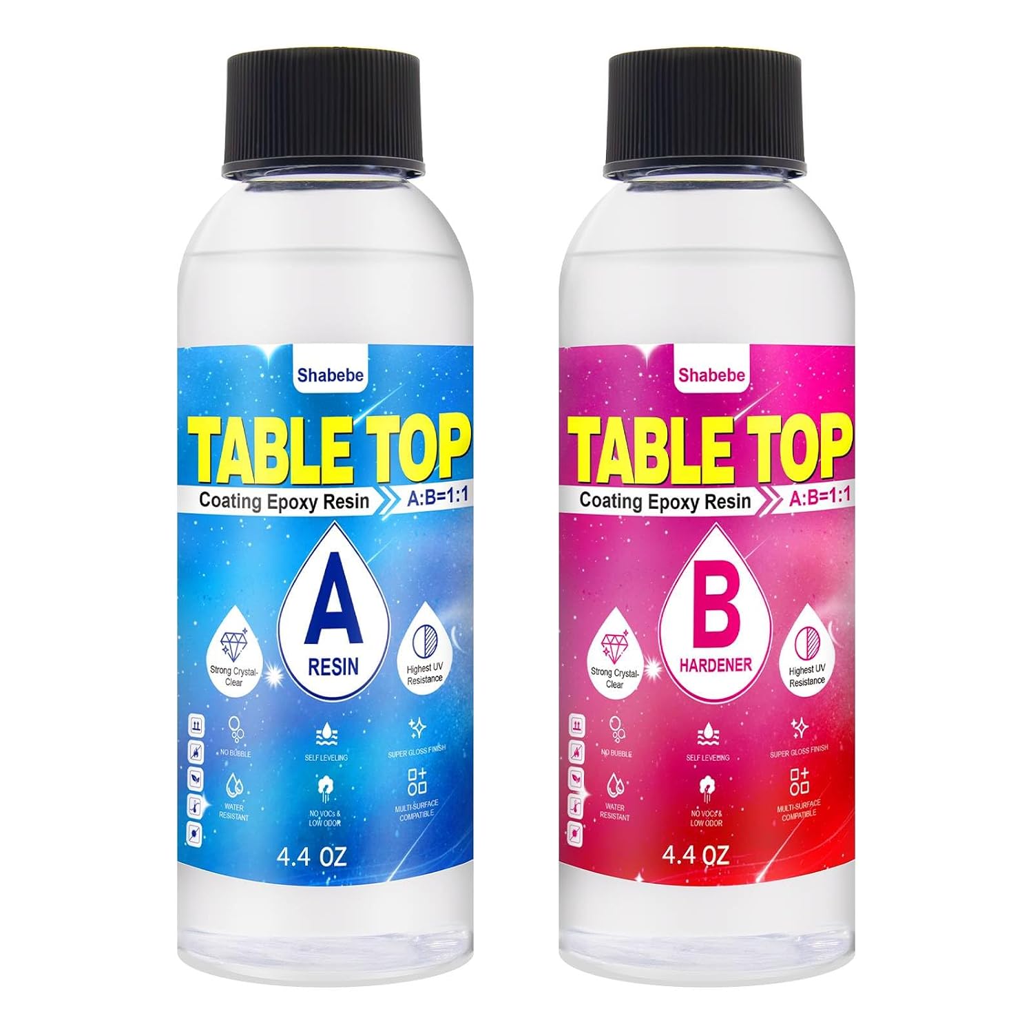 Table Top Epoxy Resin 8.8OZ, Super Gloss & Crystal Clear Epoxy Resin Kit with UV Resistant & Self Leveling, Non Toxic Food Safe for River Tables, Live Edge Tables, Bar Tops, Jewelry Making 1:1