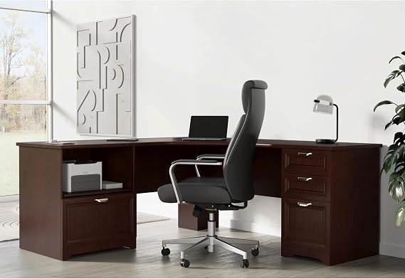 Realspace Magellan Performance 71"W L-Shaped Corner Desk, Cherry