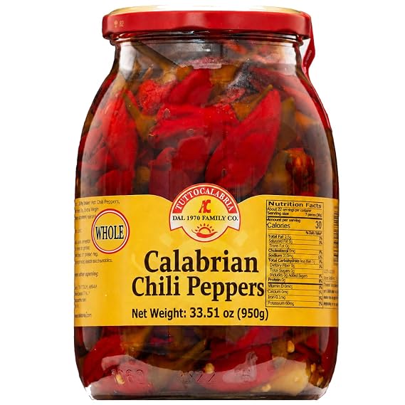 TUTTOCALABRIA Whole Calabrian Chili Peppers in Oil, Club Pack, 33.5 oz