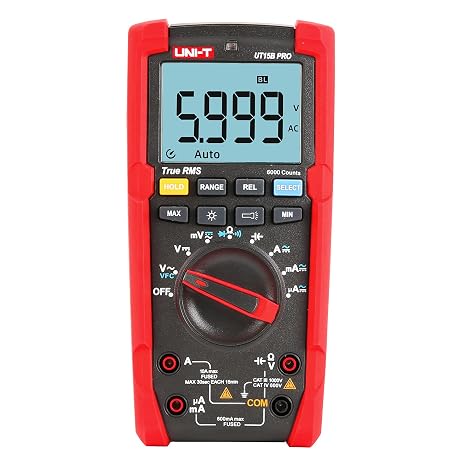 UNI-T UT15B Pro Multi Meter, AC/DC Current AC/DC Voltage Handheld TRMS Voltmeter Ohm Meter Measure Volt Amp Resistance Capacitance Frequency Diode Continuity VFC Circuit Power Car Fuse Electric Tester