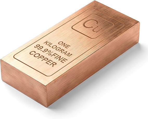 Solid Copper Bar 1 KG | 99.9% Pure Copper (Cu 999) | Decorative Collectible Ingot for Display, Crafts & Educational Use