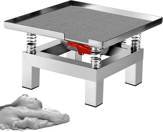 Concrete Vibration Table Vibrating Test Bench Model Plaster Oscillator Stainless Steel Vibrating Table for Concrete, Molds, Resin 110V (13.8x13.8 inches)