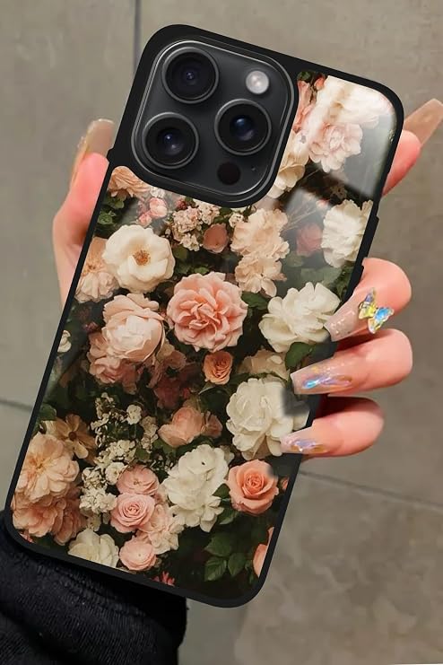 Apple iPhone 13 Pro Max ile Uyumlu Karışık Çiçek Tasarımlı Glossy Premium Kılıf