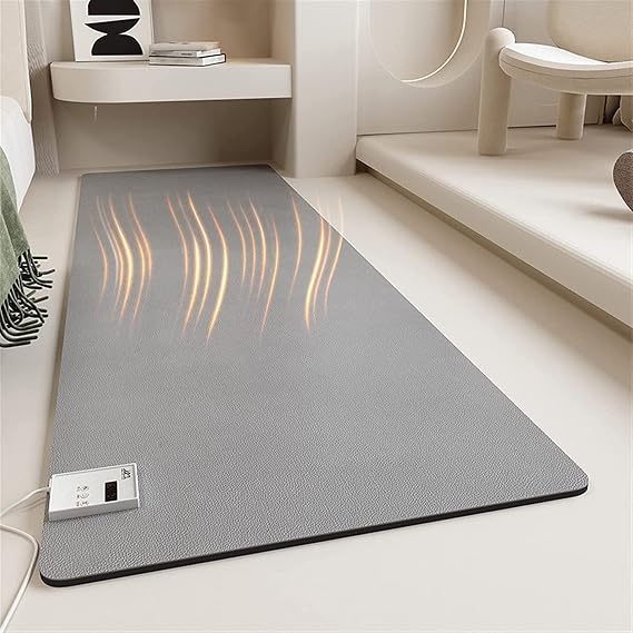 Electric Heated Floor Mats Under Desk, Heated Foot Warmer with Adjustable Temperature/Timer, Electric Heated Area Rug, Radiant Floor Heater, Great for Yoga,60x100cm