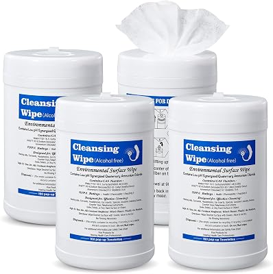 4 Pack Hearing Aid Wipes 640 Counts Large Canister Cleaning Towelettes 160 Per Canister for Hearing Aids Cleaner Wipes for Earwax Earbuds Sweat Earplugs Amplifier Removal