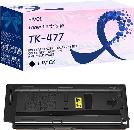 BIVOL TK-477 Toner Cartridge Compatible for Kyocera FS-6525MFP FS-6530MFP TASKalfa 255 305 Copystar CS255 CS305 Printers, with Chip, High Yield 15000 Pages, Vivid Colors (Black)