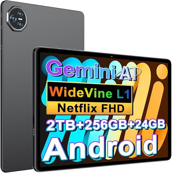 Tablet Android 24GB RAM + 256GB ROM (2TB TF) 11 Inch Octa Core | 5G + 2.4G WiFi | GPS| Gemini Ai | FHD | Widevine L1 | Bluetooth 5.0 | 8000mAh | 8MP + 5MP | Type C | -Gray