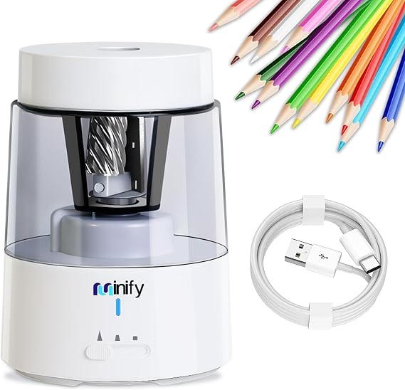 Electric Pencil Sharpener for Classroom, Auto-Stop, 3 Modes | Fast Sharpen in 3s, Rechargeable, Heavy Duty Blade, Suitable for No.2(6-8mm) Pencils, School/Home/Office
