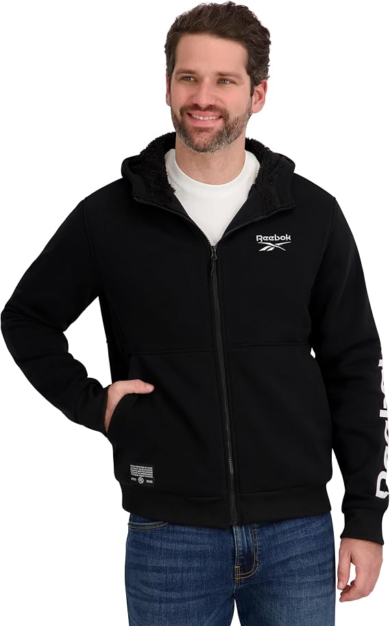 Reebok Men's Zip-up Lined Logo Hoodie