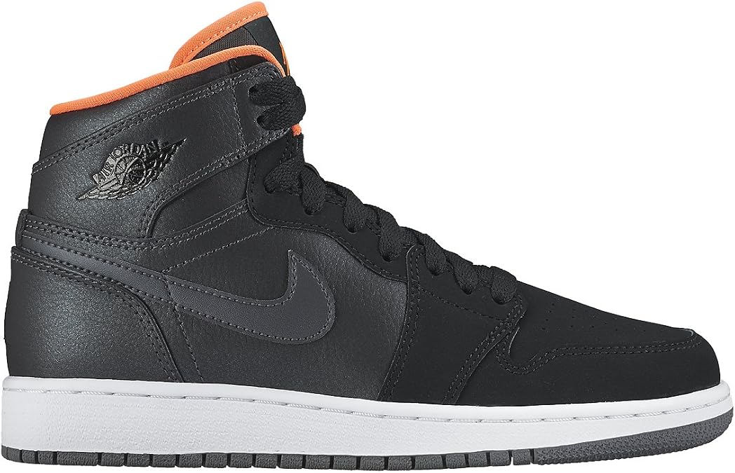 Nike Jordan Kids Air Jordan 1 Retro High BG Mtlc Hmtt/Hypr Orng/Blk/Cl Gry Basketball Shoe 4.5 Kids US