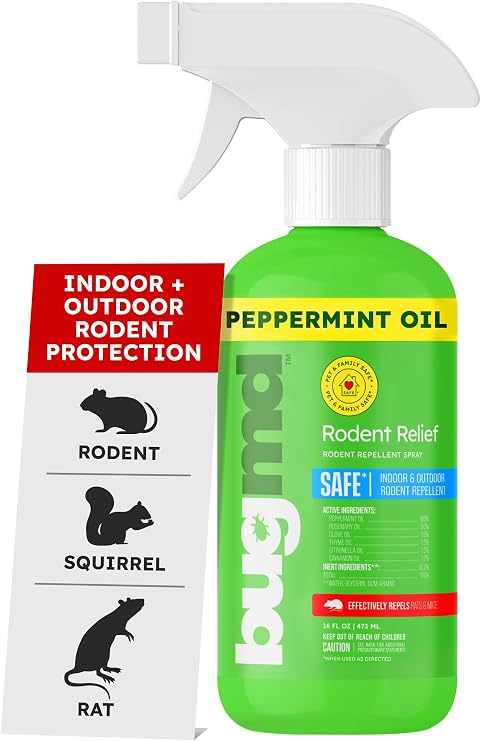BugMD Peppermint Spray for Rodents - Natural Mouse and Mice Repellent