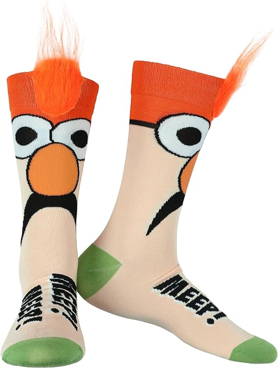 Centric Brands The Muppets Beaker Meep Meep Fuzzy Hair Adult Crew Socks