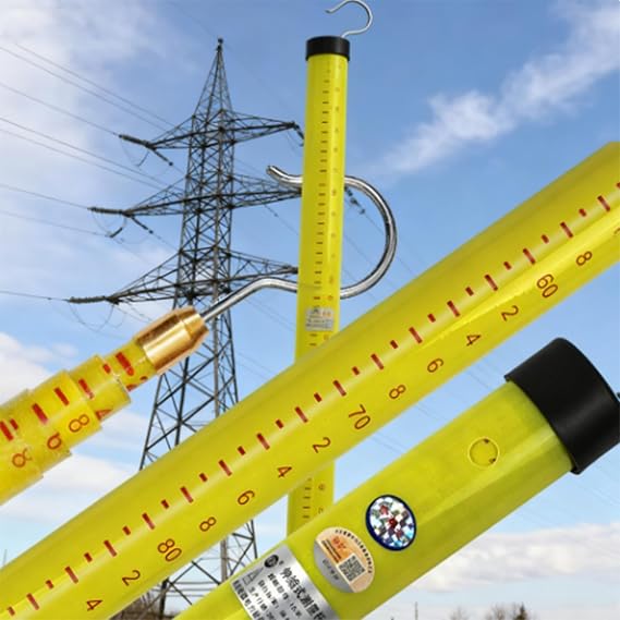 Retractable High-Voltage Height Measuring Pole,Lineman Epoxy Resin Telescoping Height Measuring Stick, 20ft 30ft 40ft 50ft 60ft Electrical Safety Tool Yellow 8m/26.2ft