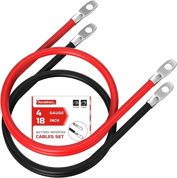 4 AWG Battery Cable 18 Inch,All Copper Inverter Cables,Red&Black