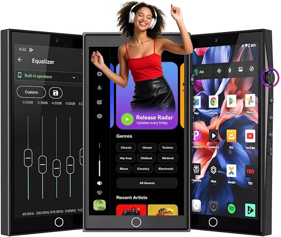 Mp3 Player with Bluetooth and WiFi,Mp4 Player with Spotify,4.7 Touch Screen Android13 Mp3 Player with Front and Rear Cameras