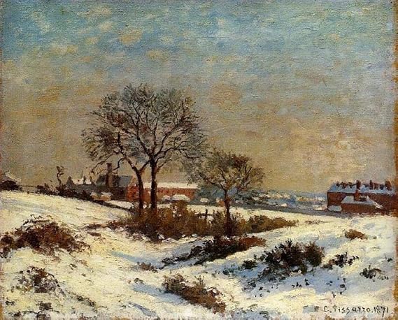 Toperfect Oil Painting Handmade $50-$2000 by College Teachers - Room Decor - 35 Famous Pissarro Wall Art Decor - landscape under snow upper norwood Camille Pissarro -Size5