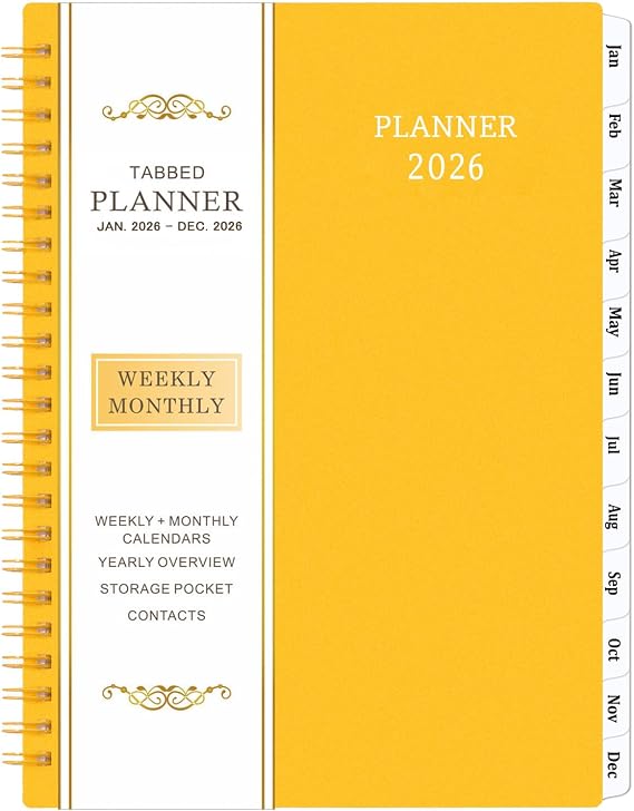 2026 Planner - 2026 Planner Weekly and Monthly, Jan 2026 - Dec 2026, 6.25" 8.3", Colorful Tabs, Inner Pocket, Strong Twin-Wire Binding, Improving Your Time Management Skill