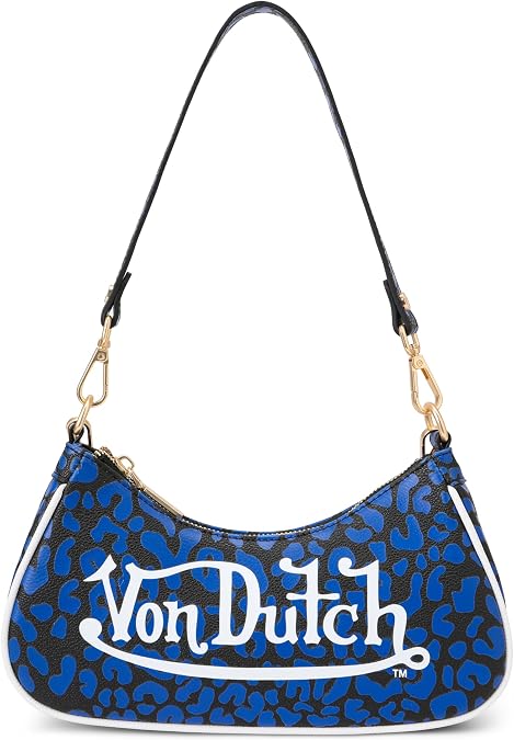Von Dutch Small Shoulder Bag for Women, Vegan Leather Y2K Purse with Chain Strap & Zip Closure