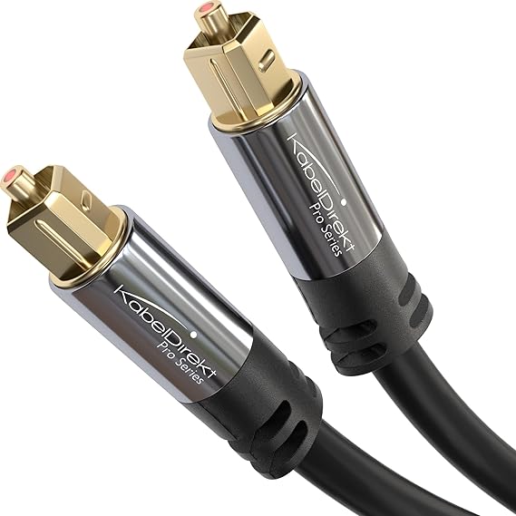KabelDirekt – Optical Audio TOSLINK Cable – 2m – Soundbar | Digital S/PDIF, stereo systems/amplifiers/amps, home cinema, Xbox One/PS4