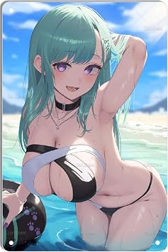 DKLOWK Metal Signs Anime Sexy Girl Tin Sign Retro Poster For Bedroom Man Cave Living Room Kitchen Bathroom Garage Office Bar Club Art Wall Decoration Plaque Gift 12x16 Inch