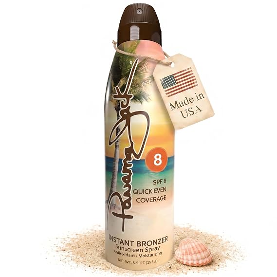 Panama Jack Instant Bronzer Sunscreen - SPF 8, Antioxidant, Moisturizing, PABA, Paraben, Gluten & Cruelty Free, Water Resistant (80 Minutes), 5.5 OZ