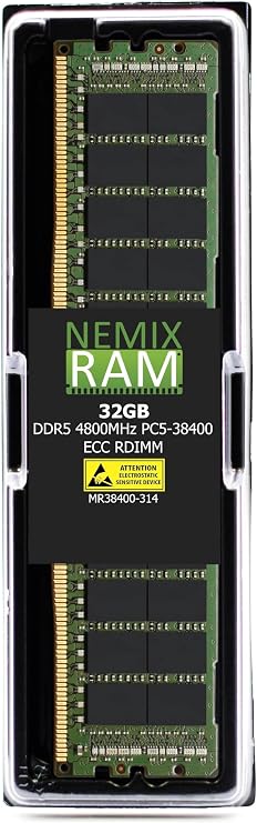 NEMIX RAM 32GB (1X32GB) DDR5 4800MHz PC5-38400 1Rx4 1.1V CL40 288-PIN ECC RDIMM Registered Server Memory Compatible with Micron MTC18F1045S1PC48BAU