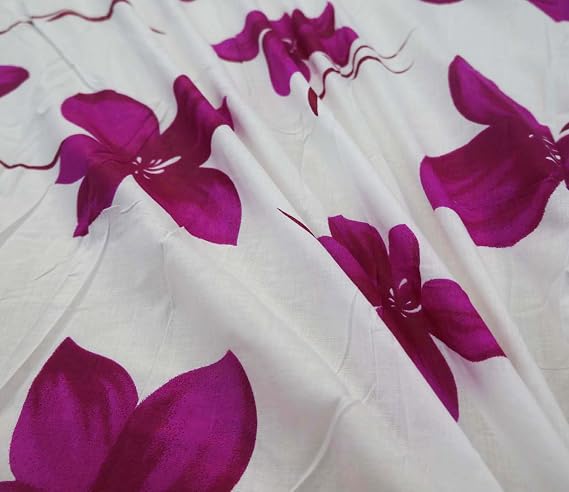 Knitwit Dressmaking Fabric Designer White and Pink Fabric Floral Printed Craft Material by The Yard
