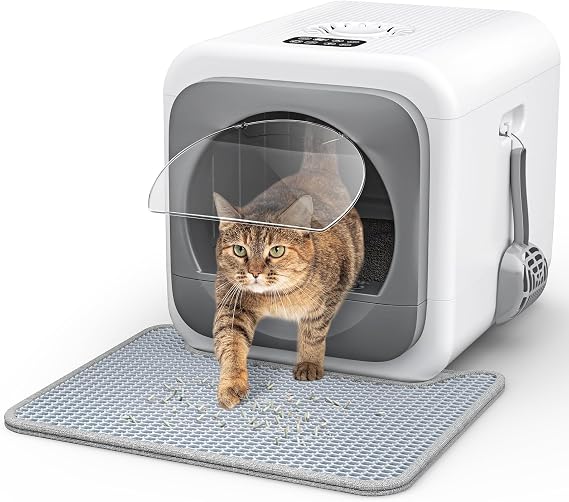 Kotlie Smart Odor Control Cat Litter Box for Big Cats & Multiple Cats, Easy Clean with Infrared Sensor, Scoop & Mat, 5V/1A USB