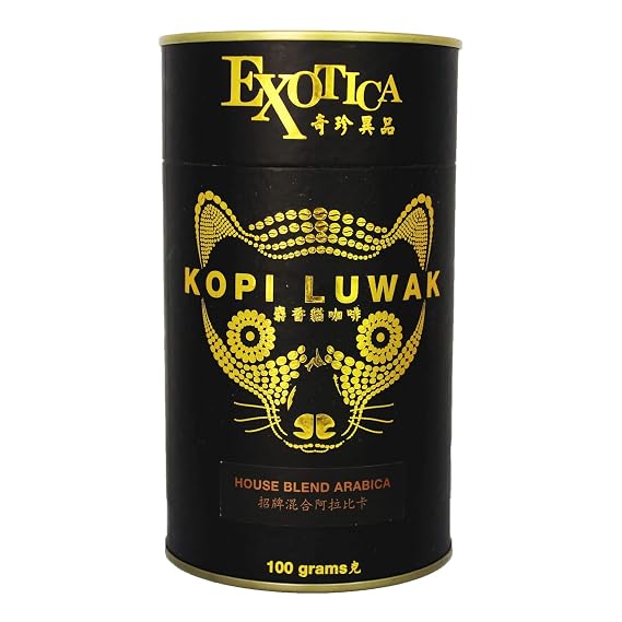 100% Wild Genuine World's Most Expensive Coffee Kopi Luwak Arabica House Blend Roasted Coffee Whole Beans (100g)