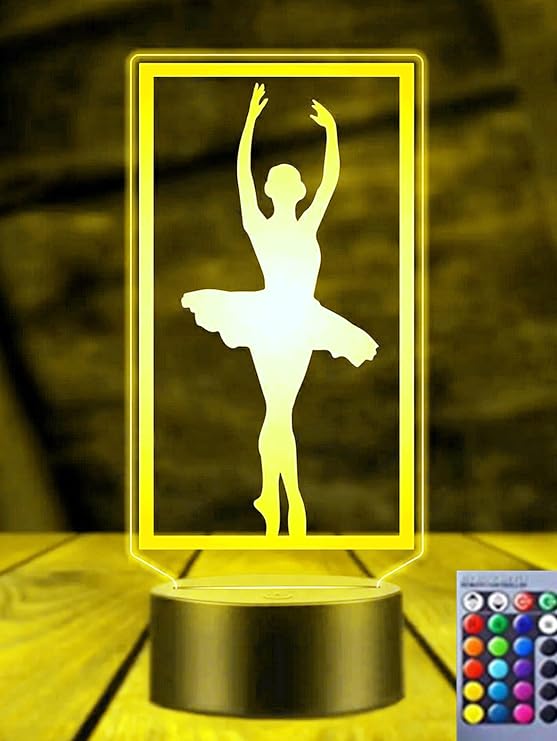 3D Ballet Night Light Optical Illusion Led Lamp 16 Colors Changing Birthday Xmas Gift for Boys and Girls Kids Children Room Decor