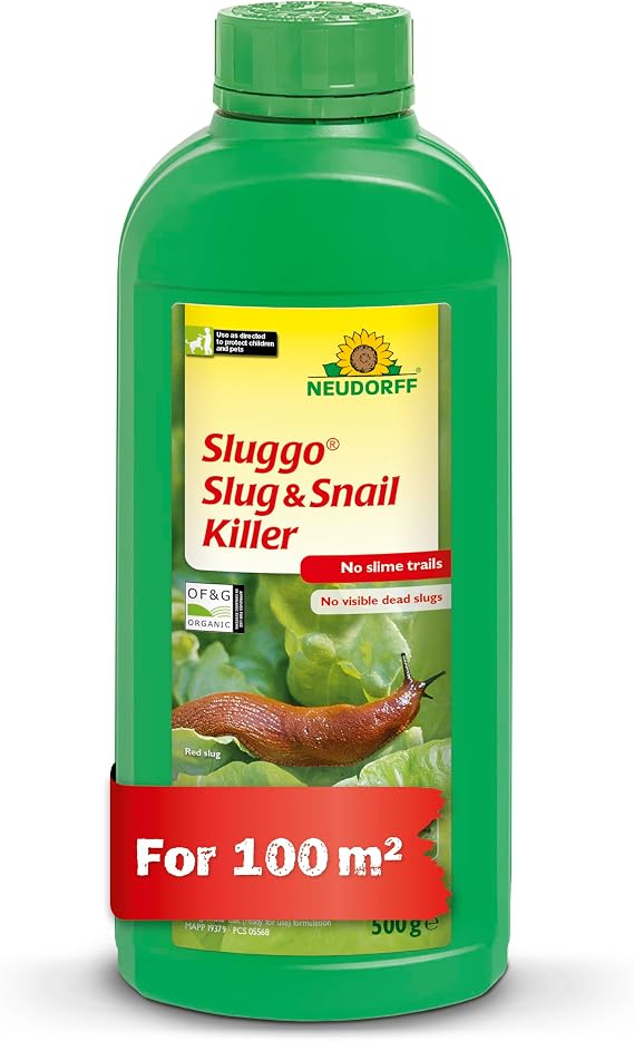 Neudorff Sluggo Slug & Snail Killer – Effective slug Control Against Slugs and Snails. No Slime Traces and no Visible Dead Slugs. for 160 m², 500 g