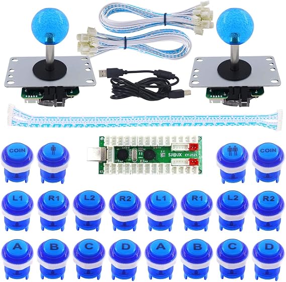 2 Player LED Arcade Game DIY Kit Mechanical Keyboard Switch PC MAME Raspberry Pi LED Button Fighting Joystick Controller Zero delay USB Encoder Retropie