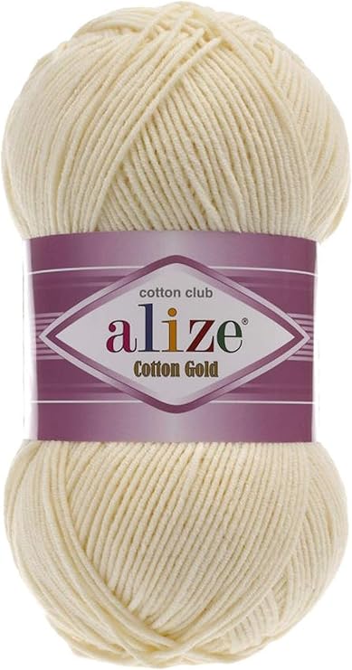 55% Cotton 45% Acrylic Alize Cotton Gold Yarn 1 Skein/Ball 100 gr 360 yds (1-Cream)