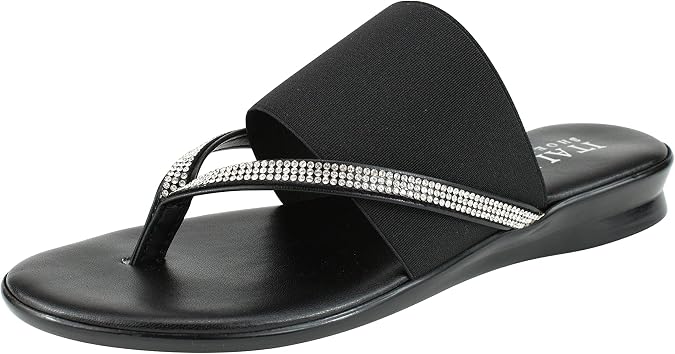 ITALIAN Shoemakers Sorbi Womens Flip Flop Slide Sandals - Dressy Shoe for Women Low Wedge Comfort Heel
