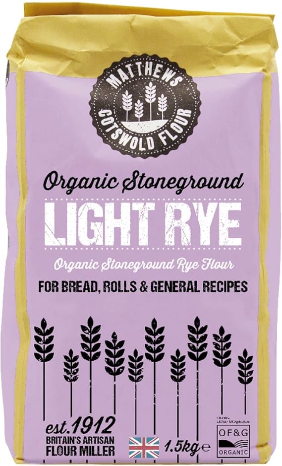 Matthews Cotswold Organic Traditionally Stoneground Light Rye Flour - 1.5kg Bag (Single Bag)