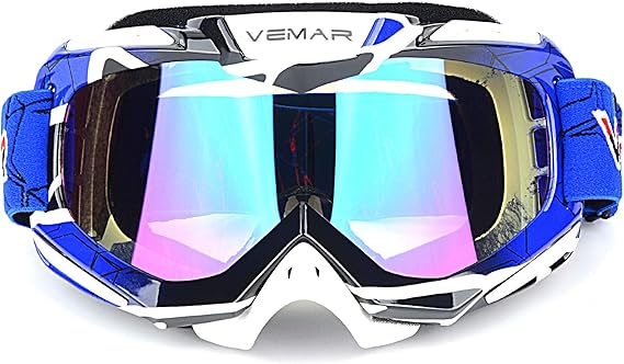 Motorcycle Motocross Goggles ATV Racing Goggles Dirt Bike Tactical Riding Motorbike Goggle Glasses, Bendable Windproof Dustproof Scratch Resistant Protective Safety Glasses (Blue)