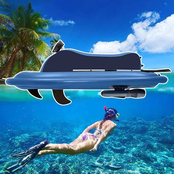 Electric Underwater Scooter Jet Ski,with Booster Underwater Diving Propulsion,Inflatable Motorboat for Parent-Child Rides 1-2 Persons,Motorboat+500W16A