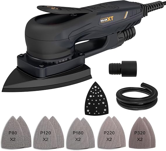 MAXXT Detail Sander, R7310, Mouse Sander with Efficient Dust Collection System, Compact Electric Sander with Multi-Function Hand Sander for Woodworking(Black)