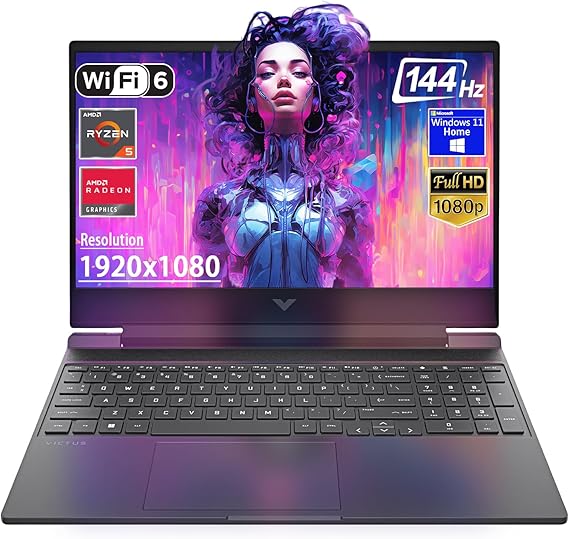 HP Victus 15.6" FHD 144Hz Gaming Laptop, AMD Ryzen 5-7535HS, AMD Radeon RX 6550M Beats RTX 2050, Backlit Keyboard, Windows 11 Home, with Cloth 32GB RAM | 1TB PCIe SSD