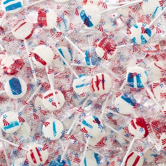 Patriotic Lollipops, Nut free, Parade Candy by Candy Creek, Red Raspberry & Blueberry Blast, 880 Count