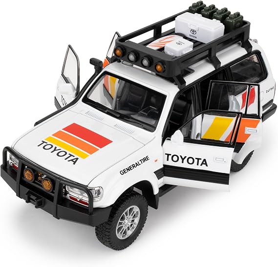 Toy Car Compatible for 1/24 Land Cruiser LC80 Car Model，Alloy Pull Back Vehicles with Sound and Light for Kids Boys Girls and Collector Gift（White）