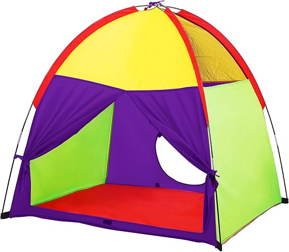 ATDAWN Kids Play Tent, Pop Up Tent for Kids, Camping Playground, Indoor/Outdoor Children Playhouse for Boys and Girls, Rainbow Color (L)