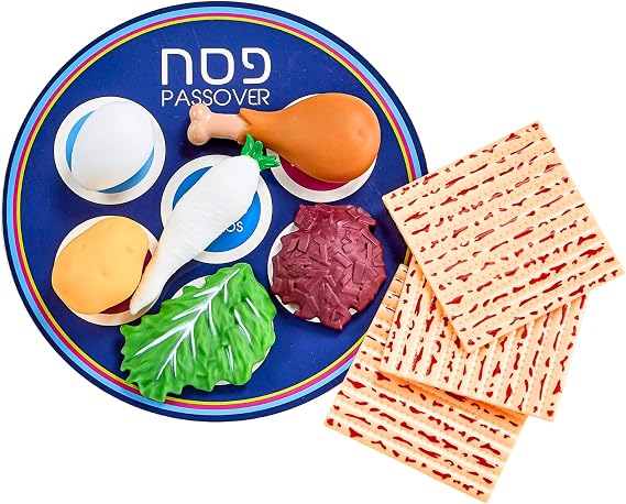 Rite Lite Passover Vinyl Seder Plate Food Play Set Pesach Seder Jewish Holiday Party Favor Matzah Dish Table Decoration for Little Ones! Educational & Adorable Judaica Passover Gifts for Hours of Fun!