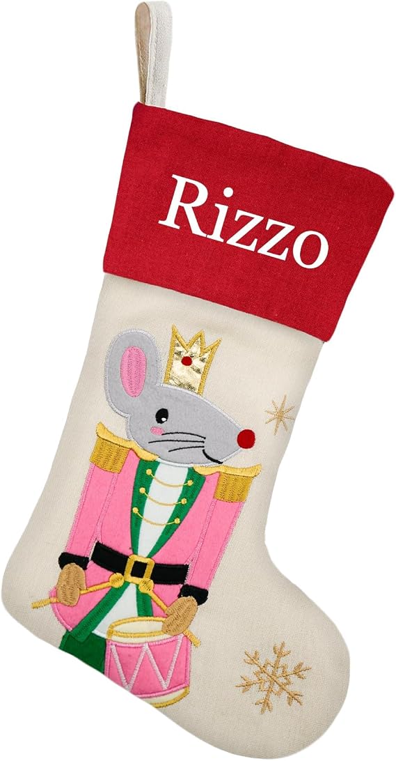 18" Personalized Christmas Stockings Customization Stockings with Embroidery Technology, Christmas Mouse Soldier Holiday Stocking Home Decor (Mouse-4)