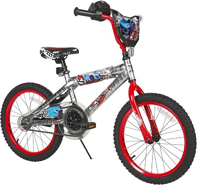 Dynacraft Hot Wheels 18-Inch Boys BMX Bike For Age 6-9 Years, Grey  Silver