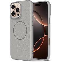 Coverzone Apple iPhone 15 Pro Max ile uyumlu Deri Görünmlü 2,5mm Kamera Koruma Çıkıntı Koruma Cowboy MagSafe ile uyumlu İç Kadife Yüzeyli Silikon Kılıf Grey