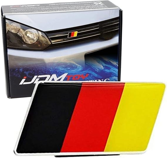 iJDMTOY Set of Germany Flag Emblem Grille Badge, Compatible with European Car Front Grill/Bumper Decoration