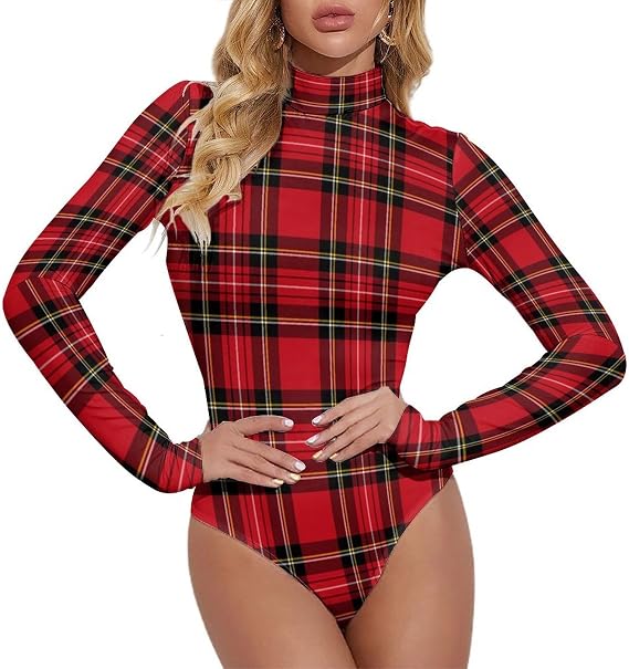 Women's Bodysuit Stretchy Jumpsuit Sweatshirts Long Sleeve High Collar Outfits Tummy Control Tops