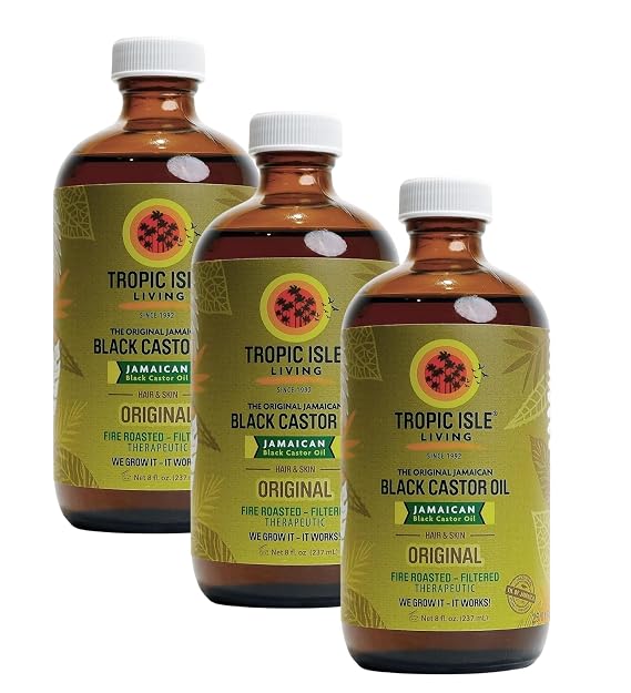 Jamaican Black Castor Oil Organic for Hair Growth & Scalp Moisture 3x Jamaican Black Castor Oil (ORIGINAL) Bundle Gently pressed for Nourishment Gift Set (3 Items)